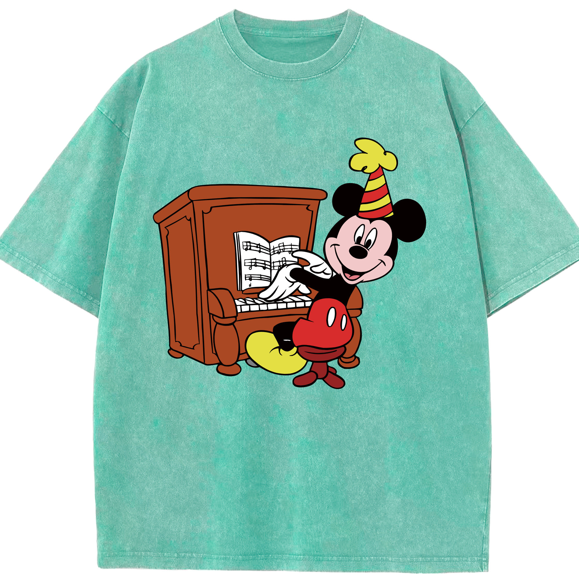 （画像用） ミッキーマウス Mickey Mouse 綿100% ヴィンテージ風 半袖Tシャツ（フロントプリント）